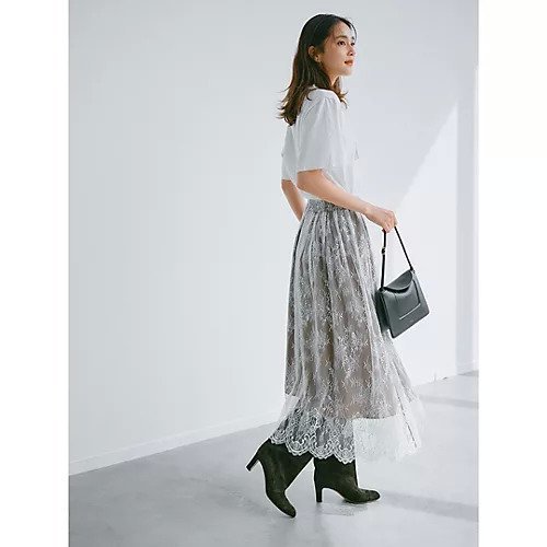 【スアデオ/suadeo】の【大草直子さんコラボ】スカラップレーススカート 人気、トレンドファッション・服の通販 founy(ファニー) 　ファッション　Fashion　レディースファッション　Fashion for Women　スカート　Skirts　コラボ　Collaboration, Collab　シャーリング　Shirring, Ruched　レース　Lace, Lace Fabric　夏　Summer　洗える　Machine Washable　other-2|ID: prp329100004632836 ipo3291000000033341891