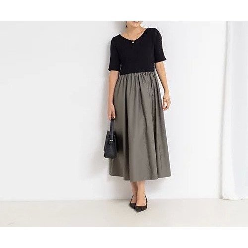 【ノーリーズソフィー/NOLLEY'S sophi】のウォッシャブルカット タフタドッキングワンピース 人気、トレンドファッション・服の通販 founy(ファニー) 　ファッション　Fashion　レディースファッション　Fashion for Women　ワンピース　Dresses　2025年　2025　2025-2026秋冬・A/W　Autumn/Winter 2025–26 AW25–26　おすすめ　Recommended / Our Picks　タフタ　Taffeta, Structured Fabric　テレコ　Ribbed, Rib Stitch　ドッキング　Docking, Mixed Material　フィット　Fit, Slim Fit　フレア　Flare, Flared　ブライト　Bright, Shiny　切替　Switching, Contrast Panel　ビジネス 仕事 通勤　Business / Work / Commuting　other-2|ID: prp329100004632860 ipo3291000000033344250