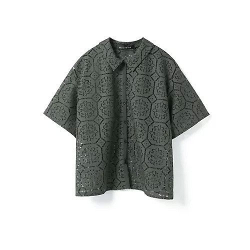 【ミズイロ インド/mizuiro ind】のタイルレースシャツ インテリア・キッズ・メンズ・レディースファッション・服の通販 founy(ファニー) 　ファッション　Fashion　レディースファッション　Fashion for Women　トップス・カットソー　Cut & Sew Tops　シャツ・ブラウス・オフィスカジュアル　Elegant Blouses & Button-Ups　インナー　Innerwear　ベーシック　Basic, Essential　レギュラー　Regular, Standard Fit　レース　Lace, Lace Fabric　エレガント 上品　Elegant　人気　Popular, Best Seller　チャコールグレー|ID: prp329100004632927 ipo3291000000033343169