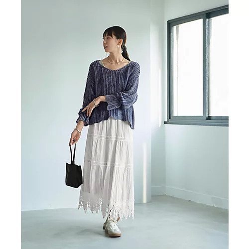 【スタイルデリ/STYLE DELI】の【LUXE】コットンレースギャザーロングスカート 人気、トレンドファッション・服の通販 founy(ファニー) 　ファッション　Fashion　レディースファッション　Fashion for Women　スカート　Skirts　ロングスカート　Long Skirts / Maxi & Midi Skirts　ギャザー　Gathered, Ruffled　切替　Switching, Contrast Panel　スウェット / スエット　Sweatshirt, Sweatwear　スカラップ　Scallop, Scalloped Edge　ストライプ　Stripe, Striped Pattern　タイツ　Tights, Legwear　タンク　Tank Top, Sleeveless Top　ダウン　Down, Puffer　ティアード　Tiered, Tiered Style　バランス　Balance, Style Balance　フラット　Flat, Flat Shoes　フレア　Flare, Flared　ポケット　Pocket, Pocket Detail　ラグジュアリー　Luxury, Elegant　ランダム　Random, Irregular　レース　Lace, Lace Fabric　ロング　Long, Long-Length　夏　Summer　other-2|ID: prp329100004633607 ipo3291000000033356385