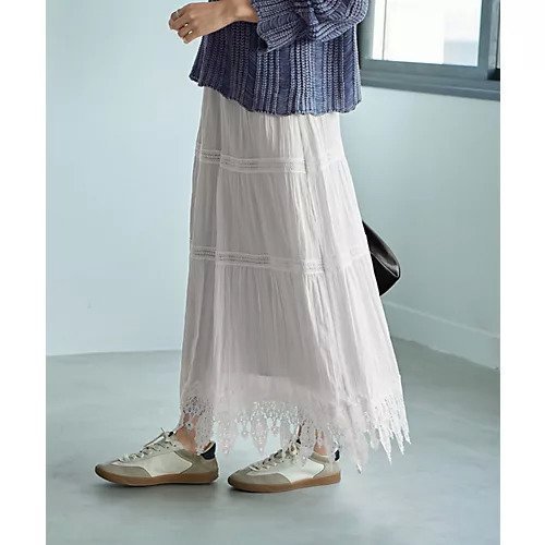 【スタイルデリ/STYLE DELI】の【LUXE】コットンレースギャザーロングスカート 人気、トレンドファッション・服の通販 founy(ファニー) 　ファッション　Fashion　レディースファッション　Fashion for Women　スカート　Skirts　ロングスカート　Long Skirts / Maxi & Midi Skirts　ギャザー　Gathered, Ruffled　切替　Switching, Contrast Panel　スウェット / スエット　Sweatshirt, Sweatwear　スカラップ　Scallop, Scalloped Edge　ストライプ　Stripe, Striped Pattern　タイツ　Tights, Legwear　タンク　Tank Top, Sleeveless Top　ダウン　Down, Puffer　ティアード　Tiered, Tiered Style　バランス　Balance, Style Balance　フラット　Flat, Flat Shoes　フレア　Flare, Flared　ポケット　Pocket, Pocket Detail　ラグジュアリー　Luxury, Elegant　ランダム　Random, Irregular　レース　Lace, Lace Fabric　ロング　Long, Long-Length　夏　Summer　other-3|ID: prp329100004633607 ipo3291000000033356388