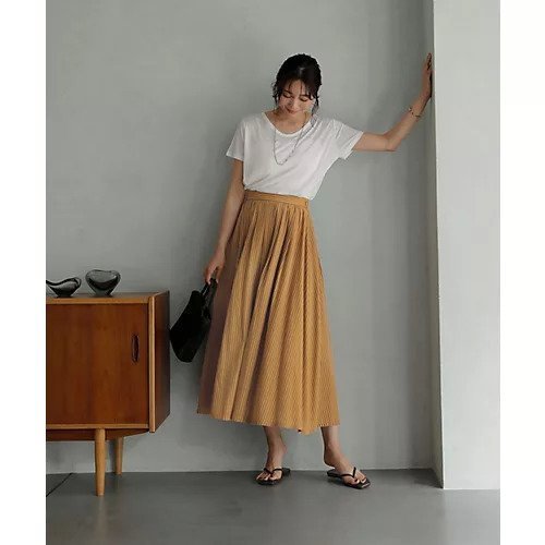 【スタイルデリ/STYLE DELI】のカラーナチュラルストライプ織りスカート 人気、トレンドファッション・服の通販 founy(ファニー) 　ファッション　Fashion　レディースファッション　Fashion for Women　スカート　Skirts　ストライプ　Stripe, Striped Pattern　スニーカー　Sneakers, Trainers　リゾート　Resort, Vacation Style　夏　Summer　無地　Plain, Solid Color　other-2|ID: prp329100004633609 ipo3291000000033356398