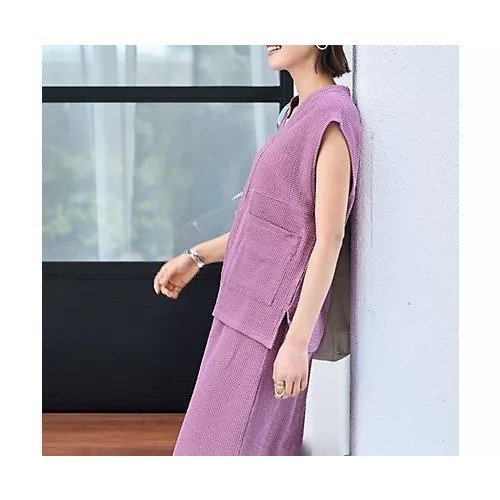 【スタイルデリ/STYLE DELI】の【LUXE】ストライプ状フリルのカットソーセットアップ 人気、トレンドファッション・服の通販 founy(ファニー) 　ファッション　Fashion　レディースファッション　Fashion for Women　トップス・カットソー　Cut & Sew Tops　カットソー・ベーシックTシャツ　Cut-and-Sewn Tops / Stretch Tees & Basics　インナー　Innerwear　カットソー　Cut and Sewn Top　キャミソール　Camisole, Spaghetti Strap Top　グラデーション　Gradient, Ombre　ストライプ　Stripe, Striped Pattern　スリット　Slit, Slit Detail　セットアップ　Set-Up, Coordinated Outfit　タンク　Tank Top, Sleeveless Top　ノースリーブ　Sleeveless, No-Sleeve　パープル　Purple, Violet　フォルム　Silhouette, Form　フリル　Frill, Ruffle　フロント　Front, Front Design　ベスト　Vest, Waistcoat　ポケット　Pocket, Pocket Detail　半袖　Short Sleeve, Half Sleeve　ミックス　Mix, Mixed Style　夏　Summer　other-3|ID: prp329100004636061 ipo3291000000033394796