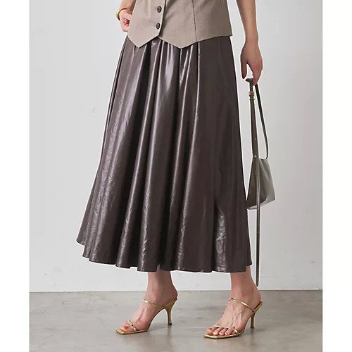 【ウィムガゼット/Whim Gazette】のレザーライクギャザースカート 人気、トレンドファッション・服の通販 founy(ファニー) 　ファッション　Fashion　レディースファッション　Fashion for Women　スカート　Skirts　2025年　2025　2025-2026秋冬・A/W　Autumn/Winter 2025–26 AW25–26　ギャザー　Gathered, Ruffled　サテン　Satin, Glossy Fabric　シンプル　Simple, Minimal　パターン　Pattern, Design Print　エレガント 上品　Elegant　 other-1|ID: prp329100004636695 ipo3291000000033407320
