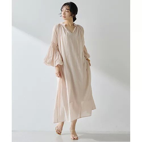 【ウィムガゼット/Whim Gazette】のコットンシフォンワンピース インテリア・キッズ・メンズ・レディースファッション・服の通販 founy(ファニー) 　ファッション　Fashion　レディースファッション　Fashion for Women　ワンピース　Dresses　ギャザー　Gathered, Ruffled　シフォン　Chiffon, Lightweight Fabric　長袖　Long Sleeve, Full Sleeve　ハイネック　High Neck, Mock Neck　フェミニン　Feminine, Girly　フレア　Flare, Flared　ベビー　Baby, Babywear　ペチコート　Petticoat, Underskirt　ロマンティック　Romantic, Feminine Style　2025年　2025　2025-2026秋冬・A/W　Autumn/Winter 2025–26 AW25–26　ベビーピンク|ID: prp329100004636713 ipo3291000000033407452
