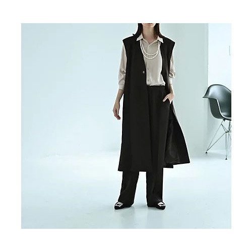 【スタイルデリ/STYLE DELI】の【Kana Oyama BLK001】ロングジレ インテリア・キッズ・メンズ・レディースファッション・服の通販 founy(ファニー) 　ファッション　Fashion　レディースファッション　Fashion for Women　アウター　Coat / Outerwear Collection　トップス・カットソー　Cut & Sew Tops　ベスト&ジレ / 重ね着スタイル　Vests & Gilets　コラボ　Collaboration, Collab　シンプル　Simple, Minimal　ジョーゼット　Georgette, Semi-Sheer Fabric　スリット　Slit, Slit Detail　セットアップ　Set-Up, Coordinated Outfit　デニム　Denim, Jeans Material　定番　Standard, Basic Item　バランス　Balance, Style Balance　フィット　Fit, Slim Fit　フォーマル　Formal, Dressy　ベーシック　Basic, Essential　おすすめ　Recommended / Our Picks　旅行　Travel　セレモニー　Ceremony　ブラック|ID: prp329100004636841 ipo3291000000033408855