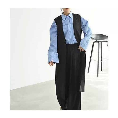 【スタイルデリ/STYLE DELI】の【Kana Oyama BLK001】ロングジレ インテリア・キッズ・メンズ・レディースファッション・服の通販 founy(ファニー) 　ファッション　Fashion　レディースファッション　Fashion for Women　アウター　Coat / Outerwear Collection　トップス・カットソー　Cut & Sew Tops　ベスト&ジレ / 重ね着スタイル　Vests & Gilets　コラボ　Collaboration, Collab　シンプル　Simple, Minimal　ジョーゼット　Georgette, Semi-Sheer Fabric　スリット　Slit, Slit Detail　セットアップ　Set-Up, Coordinated Outfit　デニム　Denim, Jeans Material　定番　Standard, Basic Item　バランス　Balance, Style Balance　フィット　Fit, Slim Fit　フォーマル　Formal, Dressy　ベーシック　Basic, Essential　おすすめ　Recommended / Our Picks　旅行　Travel　セレモニー　Ceremony　ブラック|ID: prp329100004636841 ipo3291000000036042835