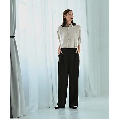 【スタイルデリ/STYLE DELI】の【Kana Oyama BLK001】ワイドパンツ インテリア・キッズ・メンズ・レディースファッション・服の通販 founy(ファニー) 　ファッション　Fashion　レディースファッション　Fashion for Women　パンツ　Pants & Trousers　コラボ　Collaboration, Collab　シューズ　Shoes, Footwear　シンプル　Simple, Minimal　ジョーゼット　Georgette, Semi-Sheer Fabric　ストレート　Straight, Straight Cut　スリット　Slit, Slit Detail　セットアップ　Set-Up, Coordinated Outfit　センター　Center, Center Line　定番　Standard, Basic Item　バランス　Balance, Style Balance　パターン　Pattern, Design Print　フィット　Fit, Slim Fit　フラット　Flat, Flat Shoes　ベーシック　Basic, Essential　ワイド　Wide, Wide Fit　おすすめ　Recommended / Our Picks　旅行　Travel　セレモニー　Ceremony　ブラック|ID: prp329100004636843 ipo3291000000033408878