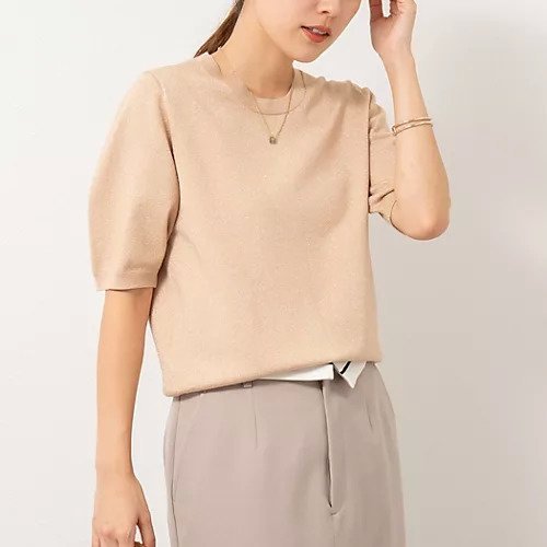 【ノーリーズソフィー/NOLLEY'S sophi】のバックパールラメプルオーバー インテリア・キッズ・メンズ・レディースファッション・服の通販 founy(ファニー) 　ファッション　Fashion　レディースファッション　Fashion for Women　トップス・カットソー　Cut & Sew Tops　カジュアルプルオーバー・ニットトップス　Pullovers & Knit Tops / Casual Pullovers　バッグ　Bags　2025年　2025　2025-2026秋冬・A/W　Autumn/Winter 2025–26 AW25–26　シンプル　Simple, Minimal　パール　Pearl, Pearl Accent　ワイド　Wide, Wide Fit　エレガント 上品　Elegant　ビジネス 仕事 通勤　Business / Work / Commuting　キャメル|ID: prp329100004639142 ipo3291000000033439022