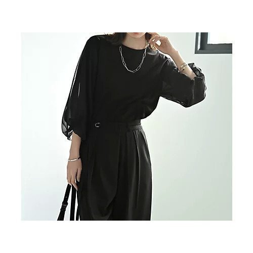 【スタイルデリ/STYLE DELI】の【Kana Oyama BLK001】チュール袖トップス/DELI size 人気、トレンドファッション・服の通販 founy(ファニー) 　ファッション　Fashion　レディースファッション　Fashion for Women　トップス・カットソー　Cut & Sew Tops　インナー　Innerwear　カットソー　Cut and Sewn Top　コラボ　Collaboration, Collab　シンプル　Simple, Minimal　スリット　Slit, Slit Detail　チュール　Tulip, Tulip Motif　定番　Standard, Basic Item　バランス　Balance, Style Balance　バルーン　Balloon, Balloon Silhouette　ベーシック　Basic, Essential　リラックス　Relax, Relaxed Fit　冬　Winter / This Winter　おすすめ　Recommended / Our Picks　旅行　Travel　エレガント 上品　Elegant　other-3|ID: prp329100004641672 ipo3291000000033474789