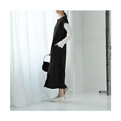 【スタイルデリ/STYLE DELI】の【Kana Oyama BLK001】ジップジレワンピース/DELI size 人気、トレンドファッション・服の通販 founy(ファニー) 　ファッション　Fashion　レディースファッション　Fashion for Women　アウター　Coat / Outerwear Collection　インナー　Innerwear　カットソー　Cut and Sewn Top　コラボ　Collaboration, Collab　ジョーゼット　Georgette, Semi-Sheer Fabric　スタイリッシュ　Stylish, Fashionable　ストレッチ　Stretch, Stretchy Fabric　スリット　Slit, Slit Detail　スリーブ　Sleeve, Long Sleeve / Short Sleeve　タートル　Turtleneck, Turtle Collar　ダブル　Double, Double-Breasted　定番　Standard, Basic Item　バルーン　Balloon, Balloon Silhouette　フロント　Front, Front Design　ロング　Long, Long-Length　おすすめ　Recommended / Our Picks　旅行　Travel　other-3|ID: prp329100004641673 ipo3291000000033474799