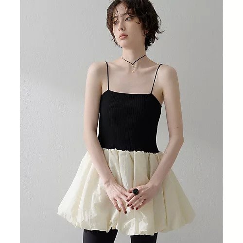 【ウィムガゼット/Whim Gazette】の【THE PAUSE】バルーンニットキャミ インテリア・キッズ・メンズ・レディースファッション・服の通販 founy(ファニー) 　ファッション　Fashion　レディースファッション　Fashion for Women　トップス・カットソー　Cut & Sew Tops　ニット　Knit Tops & Sweaters　キャミソール&ノースリーブ　Camisoles & Sleeveless Tops　ヴィンテージ　Vintage Style　キャミソール　Camisole, Spaghetti Strap Top　グラデーション　Gradient, Ombre　コンビ　Combo, Combination Style　ジャケット　Jacket, Outerwear　タフタ　Taffeta, Structured Fabric　ドッキング　Docking, Mixed Material　バルーン　Balloon, Balloon Silhouette　ワイド　Wide, Wide Fit　ワーク　Workwear, Utility Style　おすすめ　Recommended / Our Picks　2025年　2025　2025-2026秋冬・A/W　Autumn/Winter 2025–26 AW25–26　アイボリー|ID: prp329100004642558 ipo3291000000033486575