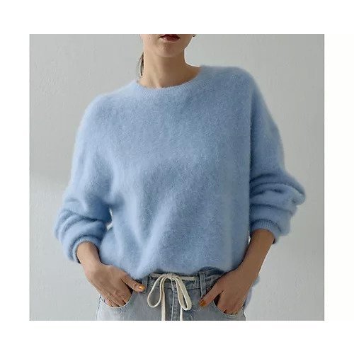 【ウィムガゼット/Whim Gazette】のファークルーネックプルオーバー インテリア・キッズ・メンズ・レディースファッション・服の通販 founy(ファニー) 　ファッション　Fashion　レディースファッション　Fashion for Women　トップス・カットソー　Cut & Sew Tops　カジュアルプルオーバー・ニットトップス　Pullovers & Knit Tops / Casual Pullovers　クラシカル　Classical, Vintage-Inspired　コンパクト　Compact, Small Size　フォックス　Fox, Fox Fur　ボトム　Bottoms, Lower Wear　エレガント 上品　Elegant　2025年　2025　2025-2026秋冬・A/W　Autumn/Winter 2025–26 AW25–26　スカイブルー|ID: prp329100004642563 ipo3291000000034779223