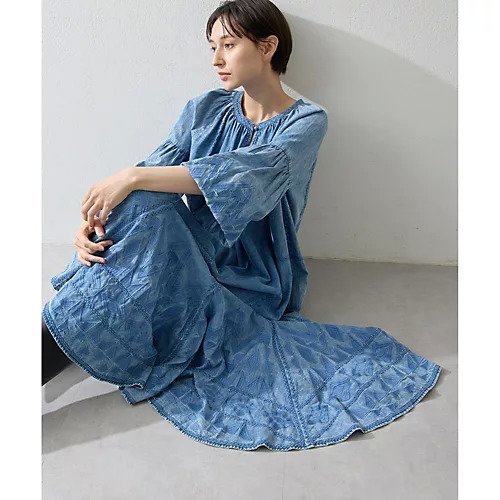【ウィムガゼット/Whim Gazette】のエンブロイダリーワンピース インテリア・キッズ・メンズ・レディースファッション・服の通販 founy(ファニー) 　ファッション　Fashion　レディースファッション　Fashion for Women　ワンピース　Dresses　2025年　2025　2025-2026秋冬・A/W　Autumn/Winter 2025–26 AW25–26　アクセサリー　Fashion Accessories　インド　Indian Textile　エスニック　Ethnic Style　シューズ　Shoes, Footwear　デニム　Denim, Jeans Material　モチーフ　Motif, Design Theme　モノトーン　Monotone, Black and White　ロング　Long, Long-Length　ブルー|ID: prp329100004642571 ipo3291000000033486672