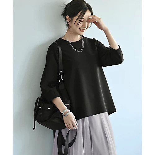 【スタイルデリ/STYLE DELI】の【Kana Oyama BLK001】バックシャツ生地トップス/DELI size インテリア・キッズ・メンズ・レディースファッション・服の通販 founy(ファニー) 　ファッション　Fashion　レディースファッション　Fashion for Women　トップス・カットソー　Cut & Sew Tops　シャツ・ブラウス・オフィスカジュアル　Elegant Blouses & Button-Ups　ギャザー　Gathered, Ruffled　コラボ　Collaboration, Collab　コレクション　Collection, Seasonal Line　シンプル　Simple, Minimal　ジョーゼット　Georgette, Semi-Sheer Fabric　スタイリッシュ　Stylish, Fashionable　ストライプ　Stripe, Striped Pattern　ストレッチ　Stretch, Stretchy Fabric　スニーカー　Sneakers, Trainers　ドレープ　Drape, Draping Fabric　バランス　Balance, Style Balance　フォルム　Silhouette, Form　フレア　Flare, Flared　A/W・秋冬　Autumn/Winter　夏　Summer　ブラック|ID: prp329100004642608 ipo3291000000033487538