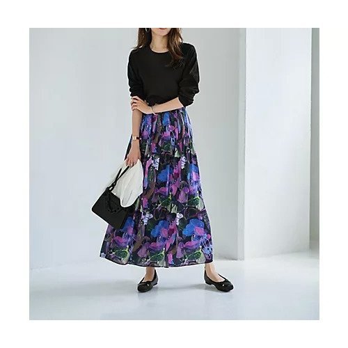 【スタイルデリ/STYLE DELI】の【LUXE】リゾートフラワー柄フレアスカート 人気、トレンドファッション・服の通販 founy(ファニー) 　ファッション　Fashion　レディースファッション　Fashion for Women　スカート　Skirts　Aライン・フレアスカート　A-Line & Flared Skirts　イエロー　Yellow　ストライプ　Stripe, Striped Pattern　スニーカー　Sneakers, Trainers　スリット　Slit, Slit Detail　パターン　Pattern, Design Print　パープル　Purple, Violet　フィット　Fit, Slim Fit　フラワー　Flower, Floral　フレア　Flare, Flared　プリーツ　Pleats, Pleated　ポケット　Pocket, Pocket Detail　ミックス　Mix, Mixed Style　リゾート　Resort, Vacation Style　ループ　Loop, Loop Knit　ワイド　Wide, Wide Fit　冬　Winter / This Winter　A/W・秋冬　Autumn/Winter　夏　Summer　other-2|ID: prp329100004642610 ipo3291000000033487556