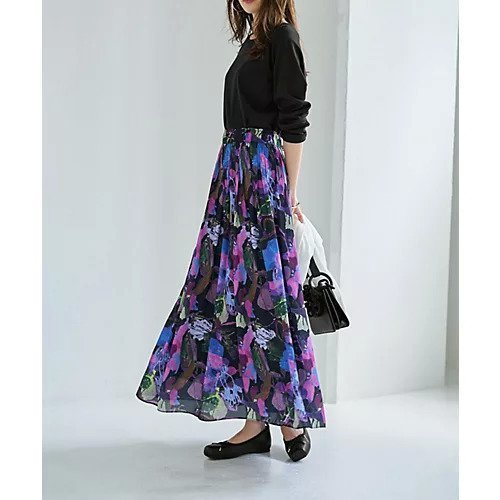 【スタイルデリ/STYLE DELI】の【LUXE】リゾートフラワー柄フレアスカート 人気、トレンドファッション・服の通販 founy(ファニー) 　ファッション　Fashion　レディースファッション　Fashion for Women　スカート　Skirts　Aライン・フレアスカート　A-Line & Flared Skirts　イエロー　Yellow　ストライプ　Stripe, Striped Pattern　スニーカー　Sneakers, Trainers　スリット　Slit, Slit Detail　パターン　Pattern, Design Print　パープル　Purple, Violet　フィット　Fit, Slim Fit　フラワー　Flower, Floral　フレア　Flare, Flared　プリーツ　Pleats, Pleated　ポケット　Pocket, Pocket Detail　ミックス　Mix, Mixed Style　リゾート　Resort, Vacation Style　ループ　Loop, Loop Knit　ワイド　Wide, Wide Fit　冬　Winter / This Winter　A/W・秋冬　Autumn/Winter　夏　Summer　other-3|ID: prp329100004642610 ipo3291000000033487557