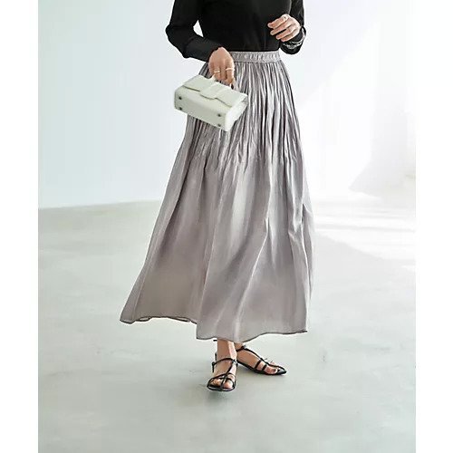 【スタイルデリ/STYLE DELI】の【LUXE】メタリックサテンギャザースカート インテリア・キッズ・メンズ・レディースファッション・服の通販 founy(ファニー) 　ファッション　Fashion　レディースファッション　Fashion for Women　スカート　Skirts　エアリー　Airy Texture　オーガンジー　Organza Fabric　春　Spring　ギャザー　Gathered, Ruffled　サテン　Satin, Glossy Fabric　サンダル　Sandals, Summer Shoes　シアー　Sheer, See-Through　シルバー　Silver, Metallic Silver　シンプル　Simple, Minimal　スウェット / スエット　Sweatshirt, Sweatwear　スニーカー　Sneakers, Trainers　スリット　Slit, Slit Detail　パーカー　Hoodie, Parka　ポケット　Pocket, Pocket Detail　ループ　Loop, Loop Knit　A/W・秋冬　Autumn/Winter　S/S・春夏　SS, Spring/Summer, Warm Season　夏　Summer　エレガント 上品　Elegant　シルバー|ID: prp329100004642611 ipo3291000000033487560