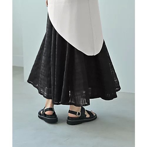 【スタイルデリ/STYLE DELI】の【Kana Oyama BLK001】シアーチェックスカート/DELI size 人気、トレンドファッション・服の通販 founy(ファニー) 　ファッション　Fashion　レディースファッション　Fashion for Women　スカート　Skirts　エアリー　Airy Texture　オーガンジー　Organza Fabric　くるぶし　Ankle-Length　ギャザー　Gathered, Ruffled　クール　Cool, Chic　コラボ　Collaboration, Collab　コレクション　Collection, Seasonal Line　コンパクト　Compact, Small Size　軽量　Lightweight, Ultra Light　シアー　Sheer, See-Through　ジャケット　Jacket, Outerwear　スニーカー　Sneakers, Trainers　タイツ　Tights, Legwear　チェック　Check, Plaid, Tartan　パターン　Pattern, Design Print　パーカー　Hoodie, Parka　フォルム　Silhouette, Form　フラット　Flat, Flat Shoes　プリント　Print, Printed Pattern　ペチコート　Petticoat, Underskirt　ポケット　Pocket, Pocket Detail　マキシ　Maxi, Full Length　ループ　Loop, Loop Knit　冬　Winter / This Winter　A/W・秋冬　Autumn/Winter　夏　Summer　other-2|ID: prp329100004643652 ipo3291000000033499067