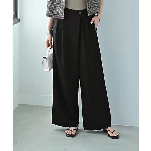 【スタイルデリ/STYLE DELI】の【Kana Oyama BLK001】スカート見えパンツ/DELI size インテリア・キッズ・メンズ・レディースファッション・服の通販 founy(ファニー) 　ファッション　Fashion　レディースファッション　Fashion for Women　スカート　Skirts　コラボ　Collaboration, Collab　コレクション　Collection, Seasonal Line　シンプル　Simple, Minimal　ストレート　Straight, Straight Cut　スニーカー　Sneakers, Trainers　スーツ　Suit, Formalwear　フェミニン　Feminine, Girly　フォルム　Silhouette, Form　フロント　Front, Front Design　ポケット　Pocket, Pocket Detail　マーブル　Marble, Marble Pattern　ラップ　Wrap, Wrap Design　ループ　Loop, Loop Knit　ワイド　Wide, Wide Fit　冬　Winter / This Winter　夏　Summer　エレガント 上品　Elegant　ブラック|ID: prp329100004643653 ipo3291000000033499074