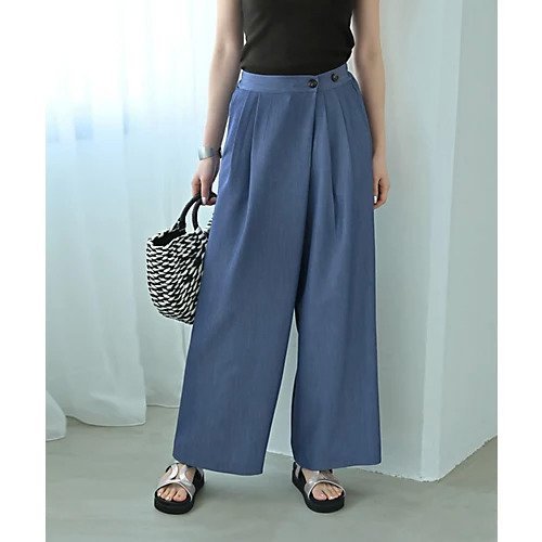 【スタイルデリ/STYLE DELI】の【Kana Oyama BLK001】スカート見えパンツ/DELI size インテリア・キッズ・メンズ・レディースファッション・服の通販 founy(ファニー) 　ファッション　Fashion　レディースファッション　Fashion for Women　スカート　Skirts　コラボ　Collaboration, Collab　コレクション　Collection, Seasonal Line　シンプル　Simple, Minimal　ストレート　Straight, Straight Cut　スニーカー　Sneakers, Trainers　スーツ　Suit, Formalwear　フェミニン　Feminine, Girly　フォルム　Silhouette, Form　フロント　Front, Front Design　ポケット　Pocket, Pocket Detail　マーブル　Marble, Marble Pattern　ラップ　Wrap, Wrap Design　ループ　Loop, Loop Knit　ワイド　Wide, Wide Fit　冬　Winter / This Winter　夏　Summer　エレガント 上品　Elegant　サックス|ID: prp329100004643653 ipo3291000000033499076