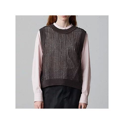 【ミディウミ/MidiUmi】のメッシュニット2WAYベスト インテリア・キッズ・メンズ・レディースファッション・服の通販 founy(ファニー) 　ファッション　Fashion　レディースファッション　Fashion for Women　アウター　Coat / Outerwear Collection　トップス・カットソー　Cut & Sew Tops　ニット　Knit Tops & Sweaters　ベスト&ジレ / 重ね着スタイル　Vests & Gilets　おすすめ　Recommended / Our Picks　ベスト　Vest, Waistcoat　メッシュ　Mesh, Net Fabric　人気　Popular, Best Seller　半袖　Short Sleeve, Half Sleeve　ブラウン|ID: prp329100004644446 ipo3291000000035919113