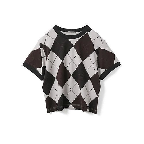 【ミズイロ インド/mizuiro ind】のアーガイルプリントTシャツ 人気、トレンドファッション・服の通販 founy(ファニー) 　ファッション　Fashion　レディースファッション　Fashion for Women　トップス・カットソー　Cut & Sew Tops　シャツ・ブラウス・オフィスカジュアル　Elegant Blouses & Button-Ups　ロングTシャツ・Tシャツ　Longline T-Shirts & Tees　カットソー　Cut and Sewn Top　コンパクト　Compact, Small Size　プリント　Print, Printed Pattern　ボトム　Bottoms, Lower Wear　秋　Autumn　 other-1|ID: prp329100004644525 ipo3291000000034144947