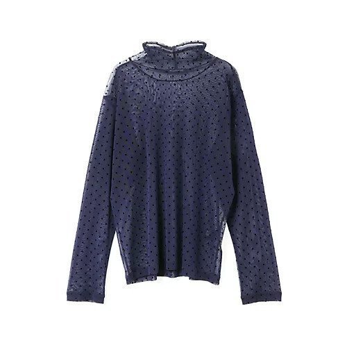 【ミズイロ インド/mizuiro ind】のメッシュドットハイネックプルオーバー インテリア・キッズ・メンズ・レディースファッション・服の通販 founy(ファニー) 　ファッション　Fashion　レディースファッション　Fashion for Women　トップス・カットソー　Cut & Sew Tops　カジュアルプルオーバー・ニットトップス　Pullovers & Knit Tops / Casual Pullovers　チュール　Tulip, Tulip Motif　ドット　Polka Dot, Dot Pattern　ハイネック　High Neck, Mock Neck　人気　Popular, Best Seller　ネイビー|ID: prp329100004644529 ipo3291000000033511608