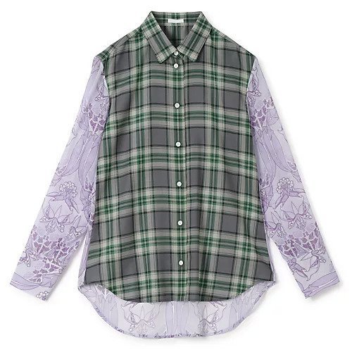 【テルマ/TELMA】のDocking Shirt インテリア・キッズ・メンズ・レディースファッション・服の通販 founy(ファニー) 　ファッション　Fashion　レディースファッション　Fashion for Women　トップス・カットソー　Cut & Sew Tops　シャツ・ブラウス・オフィスカジュアル　Elegant Blouses & Button-Ups　2025年　2025　2025-2026秋冬・A/W　Autumn/Winter 2025–26 AW25–26　コンビ　Combo, Combination Style　シアー　Sheer, See-Through　チェック　Check, Plaid, Tartan　ボタニカル　Botanical, Floral Pattern　ヨーク　Yoke, Yoke Design　エレガント 上品　Elegant　Green Check x Lilac|ID: prp329100004644537 ipo3291000000033511770