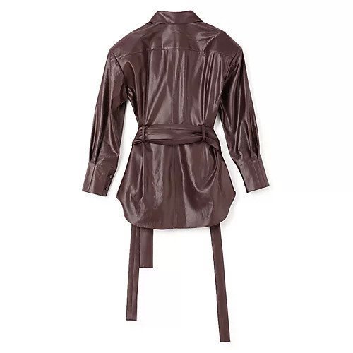 【テルマ/TELMA】のLeather-like Tailored Shirt 人気、トレンドファッション・服の通販 founy(ファニー) 　ファッション　Fashion　レディースファッション　Fashion for Women　トップス・カットソー　Cut & Sew Tops　シャツ・ブラウス・オフィスカジュアル　Elegant Blouses & Button-Ups　2025年　2025　2025-2026秋冬・A/W　Autumn/Winter 2025–26 AW25–26　カフス　Cuff Design　ロング　Long, Long-Length　洗える　Machine Washable　other-2|ID: prp329100004644538 ipo3291000000033511778