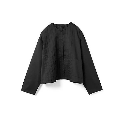 【ミズイロ インド/mizuiro ind】のクルーネックピンタックシャツ インテリア・キッズ・メンズ・レディースファッション・服の通販 founy(ファニー) 　ファッション　Fashion　レディースファッション　Fashion for Women　トップス・カットソー　Cut & Sew Tops　シャツ・ブラウス・オフィスカジュアル　Elegant Blouses & Button-Ups　アシンメトリー　Asymmetrical Style　ジャケット　Jacket, Outerwear　フロント　Front, Front Design　ポケット　Pocket, Pocket Detail　ワーク　Workwear, Utility Style　ブラック|ID: prp329100004644551 ipo3291000000033602501