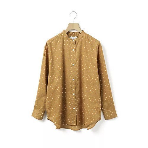 【ミディウミ/MidiUmi】のドット柄バンドカラーシャツ インテリア・キッズ・メンズ・レディースファッション・服の通販 founy(ファニー) 　ファッション　Fashion　レディースファッション　Fashion for Women　トップス・カットソー　Cut & Sew Tops　シャツ・ブラウス・オフィスカジュアル　Elegant Blouses & Button-Ups　ドット　Polka Dot, Dot Pattern　人気　Popular, Best Seller　ブラウン|ID: prp329100004644553 ipo3291000000035437345