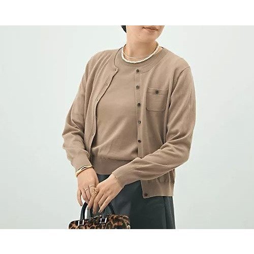 【ノーリーズソフィー/NOLLEY'S sophi】の《アンサンブル対応》《手洗い可能》ウール100クルーネックカーディガン インテリア・キッズ・メンズ・レディースファッション・服の通販 founy(ファニー) 　ファッション　Fashion　レディースファッション　Fashion for Women　トップス・カットソー　Cut & Sew Tops　カーディガン・羽織り　Layered Style Cardigans　アンサンブルニット　Knit Ensembles & Twin Sets　2025年　2025　2025-2026秋冬・A/W　Autumn/Winter 2025–26 AW25–26　アンサンブル　Ensemble Set　カーディガン　Cardigan, Knitwear　ベーシック　Basic, Essential　キャメル|ID: prp329100004644566 ipo3291000000033512258