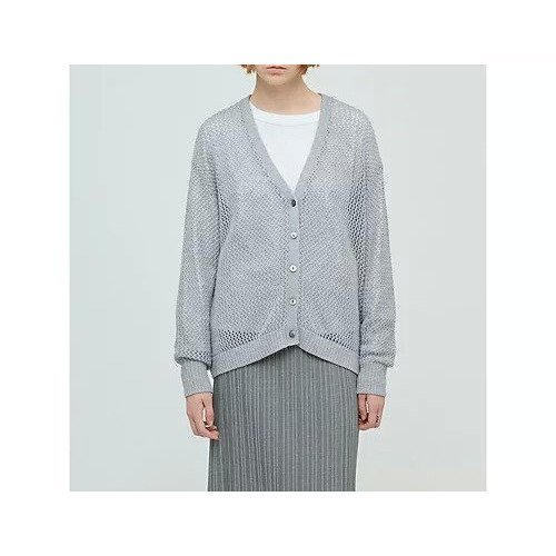 【ミズイロ インド/mizuiro ind】のメッシュVネックカーディガン インテリア・キッズ・メンズ・レディースファッション・服の通販 founy(ファニー) 　ファッション　Fashion　レディースファッション　Fashion for Women　トップス・カットソー　Cut & Sew Tops　カーディガン・羽織り　Layered Style Cardigans　Vネックトップス　V-Neck Tops / V-Cut Neckline Shirts　おすすめ　Recommended / Our Picks　カーディガン　Cardigan, Knitwear　コンパクト　Compact, Small Size　ベーシック　Basic, Essential　メッシュ　Mesh, Net Fabric　人気　Popular, Best Seller　ライトグレー|ID: prp329100004644569 ipo3291000000033512281