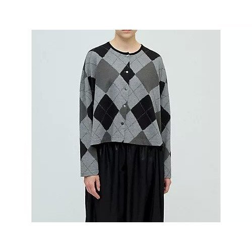 【ミズイロ インド/mizuiro ind】のアーガイルプリントカーディガン 人気、トレンドファッション・服の通販 founy(ファニー) 　ファッション　Fashion　レディースファッション　Fashion for Women　トップス・カットソー　Cut & Sew Tops　カーディガン・羽織り　Layered Style Cardigans　カットソー　Cut and Sewn Top　カーディガン　Cardigan, Knitwear　コンパクト　Compact, Small Size　プリント　Print, Printed Pattern　ボトム　Bottoms, Lower Wear　秋　Autumn　 other-1|ID: prp329100004644570 ipo3291000000033512297