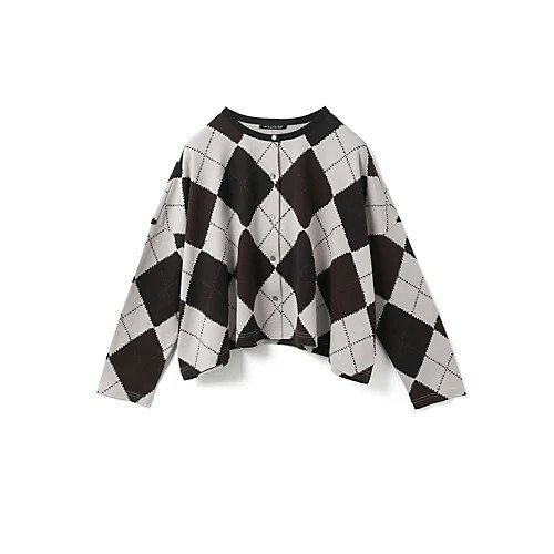【ミズイロ インド/mizuiro ind】のアーガイルプリントカーディガン インテリア・キッズ・メンズ・レディースファッション・服の通販 founy(ファニー) 　ファッション　Fashion　レディースファッション　Fashion for Women　トップス・カットソー　Cut & Sew Tops　カーディガン・羽織り　Layered Style Cardigans　カットソー　Cut and Sewn Top　カーディガン　Cardigan, Knitwear　コンパクト　Compact, Small Size　プリント　Print, Printed Pattern　ボトム　Bottoms, Lower Wear　秋　Autumn　ブラウン|ID: prp329100004644570 ipo3291000000033512301