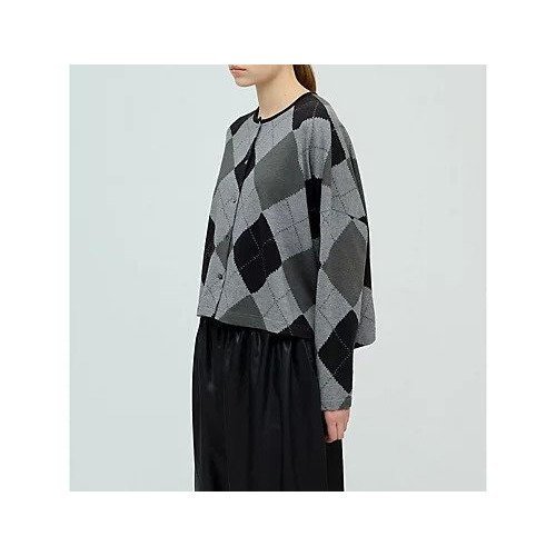 【ミズイロ インド/mizuiro ind】のアーガイルプリントカーディガン 人気、トレンドファッション・服の通販 founy(ファニー) 　ファッション　Fashion　レディースファッション　Fashion for Women　トップス・カットソー　Cut & Sew Tops　カーディガン・羽織り　Layered Style Cardigans　カットソー　Cut and Sewn Top　カーディガン　Cardigan, Knitwear　コンパクト　Compact, Small Size　プリント　Print, Printed Pattern　ボトム　Bottoms, Lower Wear　秋　Autumn　other-2|ID: prp329100004644570 ipo3291000000033512302