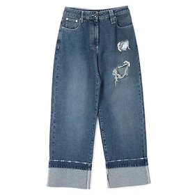 【シモーン ロシャ/SIMONE ROCHA】 CROPPED DISTRESSED STRAIGHT LEG JEANS W/ EMB人気、トレンドファッション・服の通販 founy(ファニー) ファッション Fashion レディースファッション Fashion for Women 2025年 2025 2025-2026秋冬・A/W Autumn/Winter 2025–26 AW25–26 クラッシュ Distressed, Crashed Style デニム Denim, Jeans Material パッチ Patch, Appliqué ビジュー Bijou, Jewel-like Accent フラワー Flower, Floral モチーフ Motif, Design Theme 洗える Machine Washable |ID:prp329100004644595