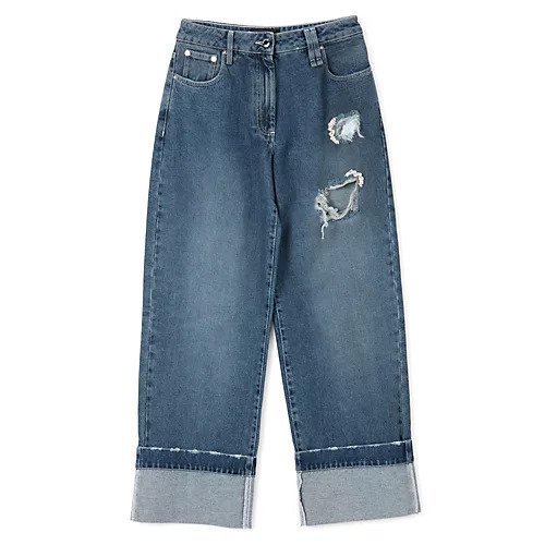 【シモーン ロシャ/SIMONE ROCHA】のCROPPED DISTRESSED STRAIGHT LEG JEANS W/ EMB 人気、トレンドファッション・服の通販 founy(ファニー) 　ファッション　Fashion　レディースファッション　Fashion for Women　2025年　2025　2025-2026秋冬・A/W　Autumn/Winter 2025–26 AW25–26　クラッシュ　Distressed, Crashed Style　デニム　Denim, Jeans Material　パッチ　Patch, Appliqué　ビジュー　Bijou, Jewel-like Accent　フラワー　Flower, Floral　モチーフ　Motif, Design Theme　洗える　Machine Washable　 other-1|ID: prp329100004644595 ipo3291000000033512847
