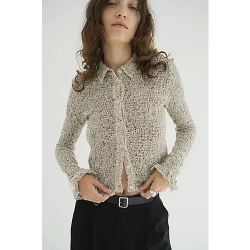 【クラネ/CLANE】のMIX MESH GATHER SHIRT 人気、トレンドファッション・服の通販 founy(ファニー) 　ファッション　Fashion　レディースファッション　Fashion for Women　トップス・カットソー　Cut & Sew Tops　シャツ・ブラウス・オフィスカジュアル　Elegant Blouses & Button-Ups　2025年　2025　2025-2026秋冬・A/W　Autumn/Winter 2025–26 AW25–26　コンパクト　Compact, Small Size　シャーリング　Shirring, Ruched　ストレッチ　Stretch, Stretchy Fabric　テクスチャー　Texture, Textured Fabric　ネップ　Nepp, Slub Yarn　フェミニン　Feminine, Girly　フリル　Frill, Ruffle　ランダム　Random, Irregular　other-2|ID: prp329100004645367 ipo3291000000033526145
