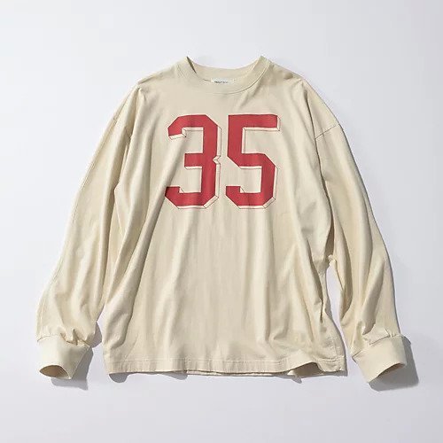 【アンスクリア/INSCRIRE】のNo35 Long Sleeve Loose Fit インテリア・キッズ・メンズ・レディースファッション・服の通販 founy(ファニー) 　ファッション　Fashion　レディースファッション　Fashion for Women　トップス・カットソー　Cut & Sew Tops　スポーティ　Sporty, Casual Athletic　プリント　Print, Printed Pattern　リラックス　Relax, Relaxed Fit　ヴィンテージ　Vintage Style　洗える　Machine Washable　IVORYxRED|ID: prp329100004645369 ipo3291000000033526155
