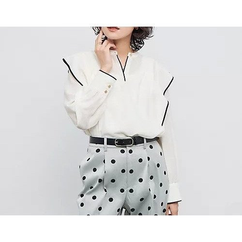 【ノーリーズ/NOLLEY'S】のウォッシャブル配色パイピングブラウス インテリア・キッズ・メンズ・レディースファッション・服の通販 founy(ファニー) ファッション Fashion レディースファッション Fashion for Women トップス・カットソー Cut & Sew Tops シャツ・ブラウス・オフィスカジュアル Elegant Blouses & Button-Ups 2025年 2025 2025-2026秋冬・A/W Autumn/Winter 2025–26 AW25–26 インナー Innerwear ウォッシャブル Machine Washable シアー Sheer, See-Through ジャケット Jacket, Outerwear パイピング Piping, Trim Design フリル Frill, Ruffle ラッフル Ruffle, Frill オフホワイト|ID: prp329100004645381 ipo3291000000033526257