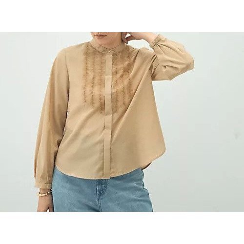 【ノーリーズ/NOLLEY'S】のウォッシャブル前チュールフリルブラウス インテリア・キッズ・メンズ・レディースファッション・服の通販 founy(ファニー) 　ファッション　Fashion　レディースファッション　Fashion for Women　トップス・カットソー　Cut & Sew Tops　シャツ・ブラウス・オフィスカジュアル　Elegant Blouses & Button-Ups　2025年　2025　2025-2026秋冬・A/W　Autumn/Winter 2025–26 AW25–26　おすすめ　Recommended / Our Picks　ウォッシャブル　Machine Washable　ジャケット　Jacket, Outerwear　ジョーゼット　Georgette, Semi-Sheer Fabric　フリル　Frill, Ruffle　フロント　Front, Front Design　キャメル|ID: prp329100004645400 ipo3291000000033526412