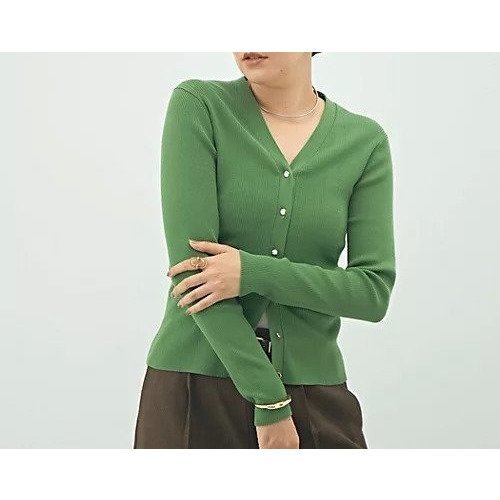 【ノーリーズ/NOLLEY'S】のリブ斜め柄Vネックカーディガン インテリア・キッズ・メンズ・レディースファッション・服の通販 founy(ファニー) 　ファッション　Fashion　レディースファッション　Fashion for Women　トップス・カットソー　Cut & Sew Tops　カーディガン・羽織り　Layered Style Cardigans　Vネックトップス　V-Neck Tops / V-Cut Neckline Shirts　2025年　2025　2025-2026秋冬・A/W　Autumn/Winter 2025–26 AW25–26　カーディガン　Cardigan, Knitwear　ストレッチ　Stretch, Stretchy Fabric　グリーン|ID: prp329100004645419 ipo3291000000033526549