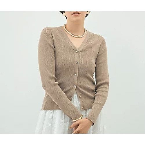 【ノーリーズ/NOLLEY'S】のリブ斜め柄Vネックカーディガン インテリア・キッズ・メンズ・レディースファッション・服の通販 founy(ファニー) 　ファッション　Fashion　レディースファッション　Fashion for Women　トップス・カットソー　Cut & Sew Tops　カーディガン・羽織り　Layered Style Cardigans　Vネックトップス　V-Neck Tops / V-Cut Neckline Shirts　2025年　2025　2025-2026秋冬・A/W　Autumn/Winter 2025–26 AW25–26　カーディガン　Cardigan, Knitwear　ストレッチ　Stretch, Stretchy Fabric　キャメル|ID: prp329100004645419 ipo3291000000033526551