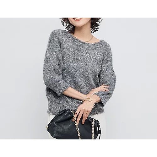 【ノーリーズソフィー/NOLLEY'S sophi】のキラキラフェザー2WAY5分袖プルオーバーニット 人気、トレンドファッション・服の通販 founy(ファニー) 　ファッション　Fashion　レディースファッション　Fashion for Women　トップス・カットソー　Cut & Sew Tops　ニット　Knit Tops & Sweaters　カジュアルプルオーバー・ニットトップス　Pullovers & Knit Tops / Casual Pullovers　2025年　2025　2025-2026秋冬・A/W　Autumn/Winter 2025–26 AW25–26　カーディガン　Cardigan, Knitwear　デニム　Denim, Jeans Material　フェザー　Feather, Feather Detail　夏　Summer　 other-1|ID: prp329100004645422 ipo3291000000033526566