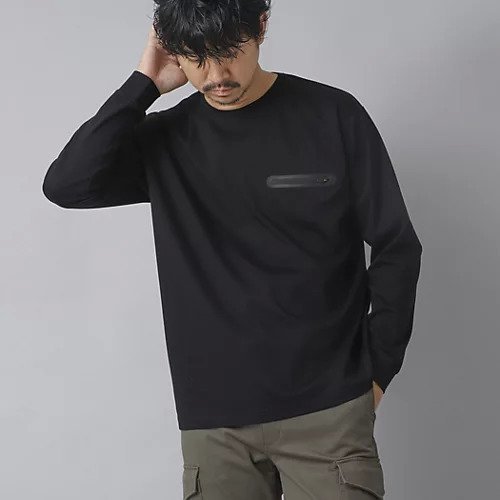 【ノーリーズ グッドマン/NOLLEY'S goodman / MEN】の【ACTIVE SECT】《限定展開》シーリングポケットロンT 25AW インテリア・キッズ・メンズ・レディースファッション・服の通販 founy(ファニー) 　ファッション　Fashion　メンズファッション　Fashion for Men　2025年　2025　2025-2026秋冬・A/W　Autumn/Winter 2025–26 AW25–26　なめらか　Smooth, Silky Texture　シルケット　Silket, Silky Cotton　シンプル　Simple, Minimal　ポケット　Pocket, Pocket Detail　リラックス　Relax, Relaxed Fit　エレガント 上品　Elegant　長袖　Long Sleeve, Full Sleeve　ブラック|ID: prp329100004645544 ipo3291000000033527596