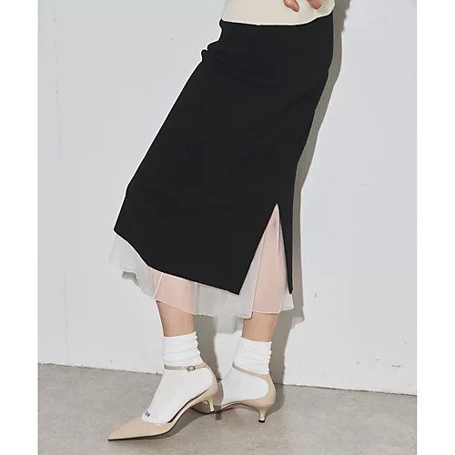 【ウィムガゼット/Whim Gazette】の【GEMINI】ニットレイヤードスカート 人気、トレンドファッション・服の通販 founy(ファニー) 　ファッション　Fashion　レディースファッション　Fashion for Women　スカート　Skirts　フリル　Frill, Ruffle　ミラノリブ　Milano Rib, Milano Stitch　モノトーン　Monotone, Black and White　おすすめ　Recommended / Our Picks　エレガント 上品　Elegant　2025年　2025　2025-2026秋冬・A/W　Autumn/Winter 2025–26 AW25–26　other-3|ID: prp329100004646712 ipo3291000000033540826