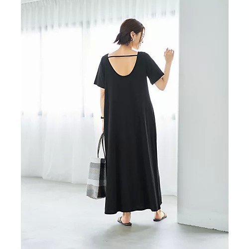 【スタイルデリ/STYLE DELI】の半袖Vネックカットソーワンピース インテリア・キッズ・メンズ・レディースファッション・服の通販 founy(ファニー) 　ファッション　Fashion　レディースファッション　Fashion for Women　ワンピース　Dresses　インナー　Innerwear　カットソー　Cut and Sewn Top　カーディガン　Cardigan, Knitwear　ジャケット　Jacket, Outerwear　スリット　Slit, Slit Detail　デコルテ　Décolleté, Neckline　定番　Standard, Basic Item　ブルゾン　Blouson, Bomber Jacket　ポケット　Pocket, Pocket Detail　半袖　Short Sleeve, Half Sleeve　ランダム　Random, Irregular　ループ　Loop, Loop Knit　ロング　Long, Long-Length　夏　Summer　ブラック|ID: prp329100004646731 ipo3291000000033541014