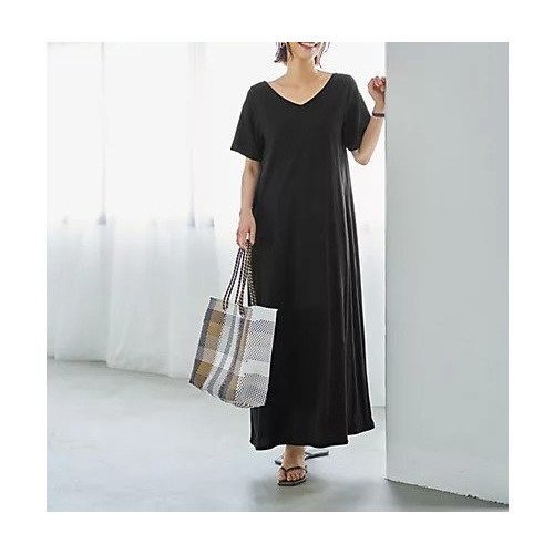 【スタイルデリ/STYLE DELI】の半袖Vネックカットソーワンピース 人気、トレンドファッション・服の通販 founy(ファニー) 　ファッション　Fashion　レディースファッション　Fashion for Women　ワンピース　Dresses　インナー　Innerwear　カットソー　Cut and Sewn Top　カーディガン　Cardigan, Knitwear　ジャケット　Jacket, Outerwear　スリット　Slit, Slit Detail　デコルテ　Décolleté, Neckline　定番　Standard, Basic Item　ブルゾン　Blouson, Bomber Jacket　ポケット　Pocket, Pocket Detail　半袖　Short Sleeve, Half Sleeve　ランダム　Random, Irregular　ループ　Loop, Loop Knit　ロング　Long, Long-Length　夏　Summer　other-2|ID: prp329100004646731 ipo3291000000033541019